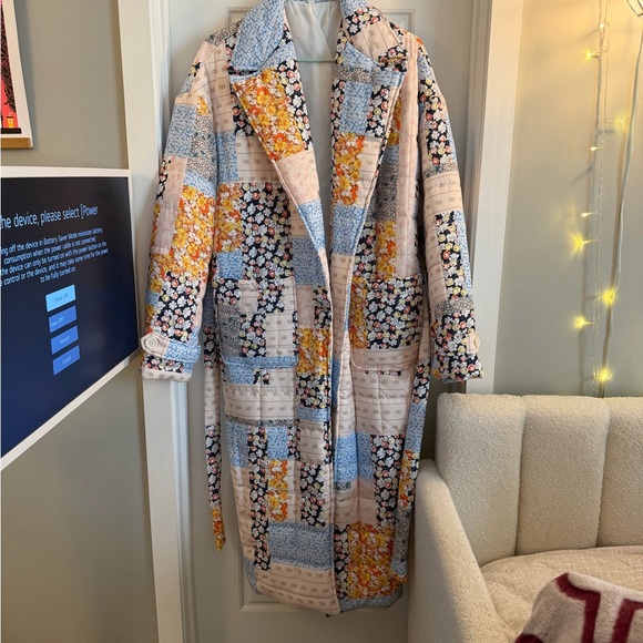 Jackets & Blazers - Patchwork Floral Long Coat in Multicolor